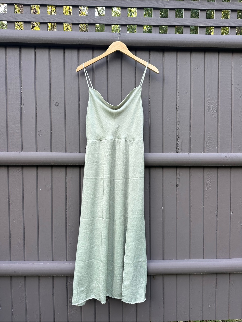 American Eagle Outfitters Sage Green Cowl Neck Midi Slip Dress